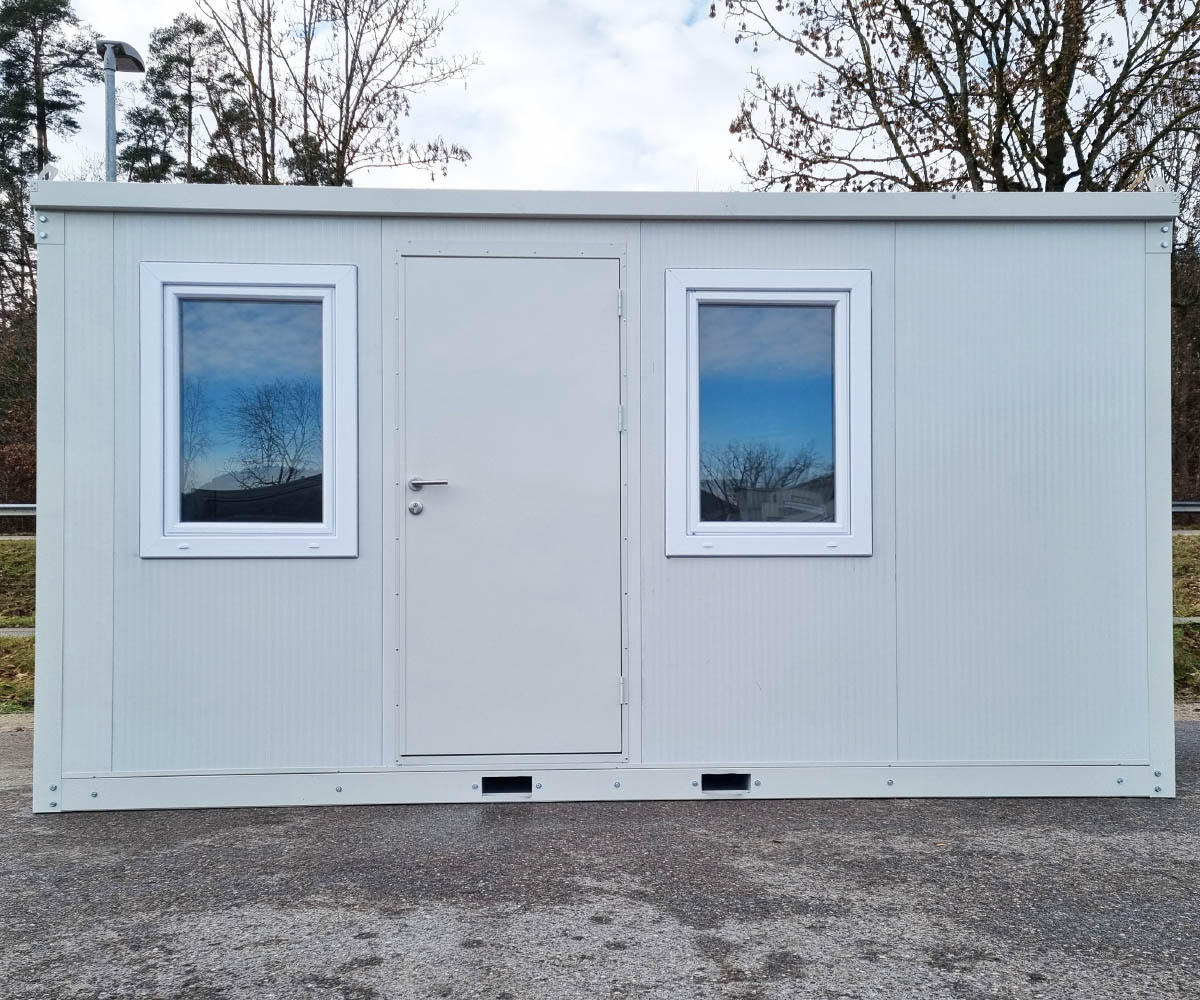 Bürocontainer BC3 RAL 9002 Grauweiß | H 2460 x B 2450 x T 3350 mm | Tür einflügelig