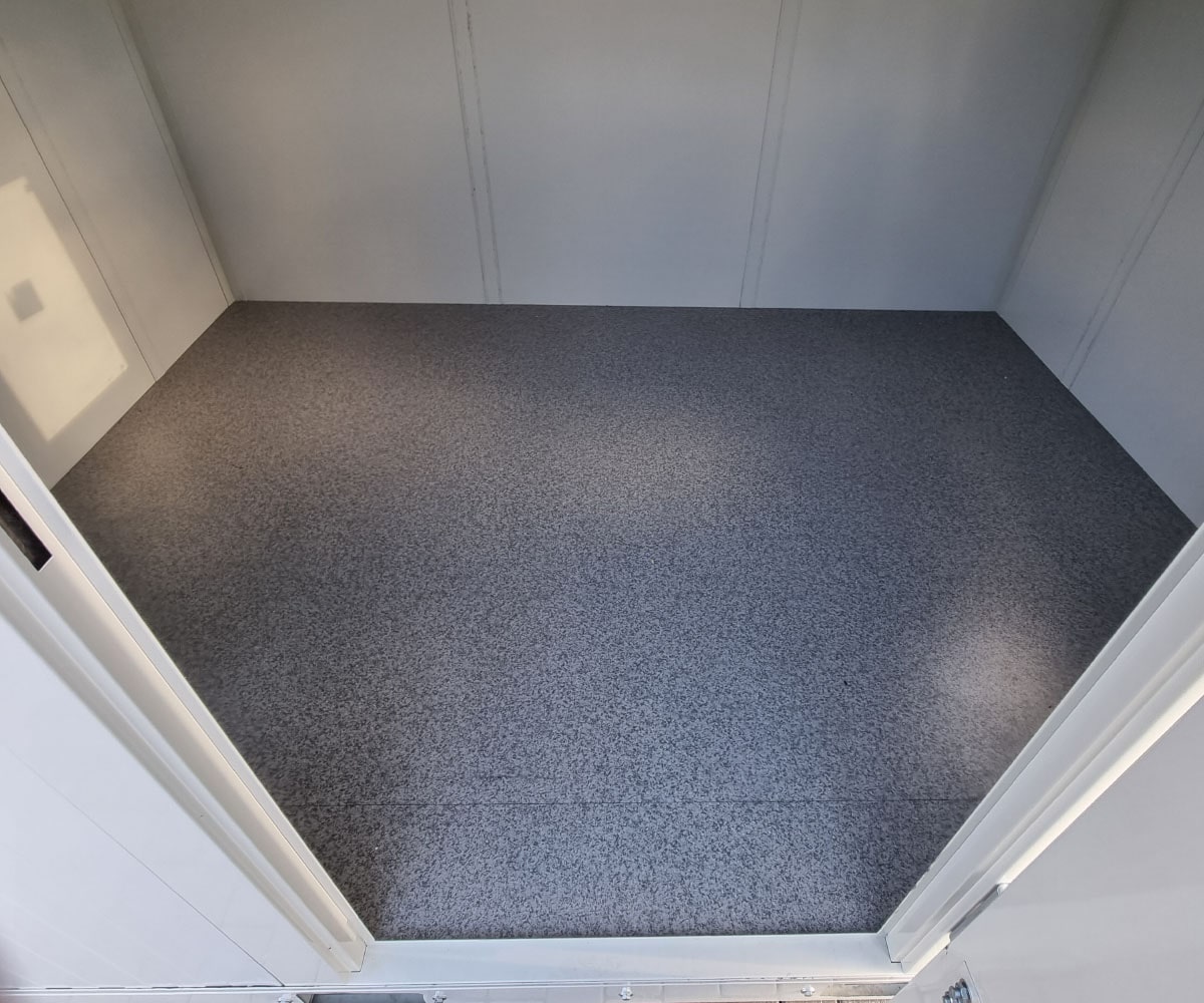 Bürocontainer BC3 RAL 9002 Grauweiß | H 2460 x B 2450 x T 3350 mm | Tür einflügelig