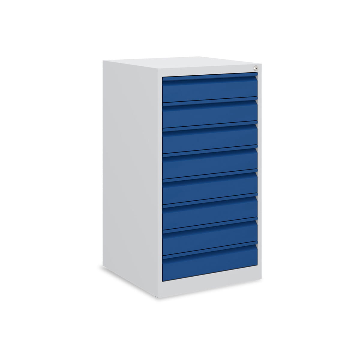 Schubladenschrank | Stahlschrank | B 500 x T 500 x H 900 mm | 8 Schubladen | Lichtgrau