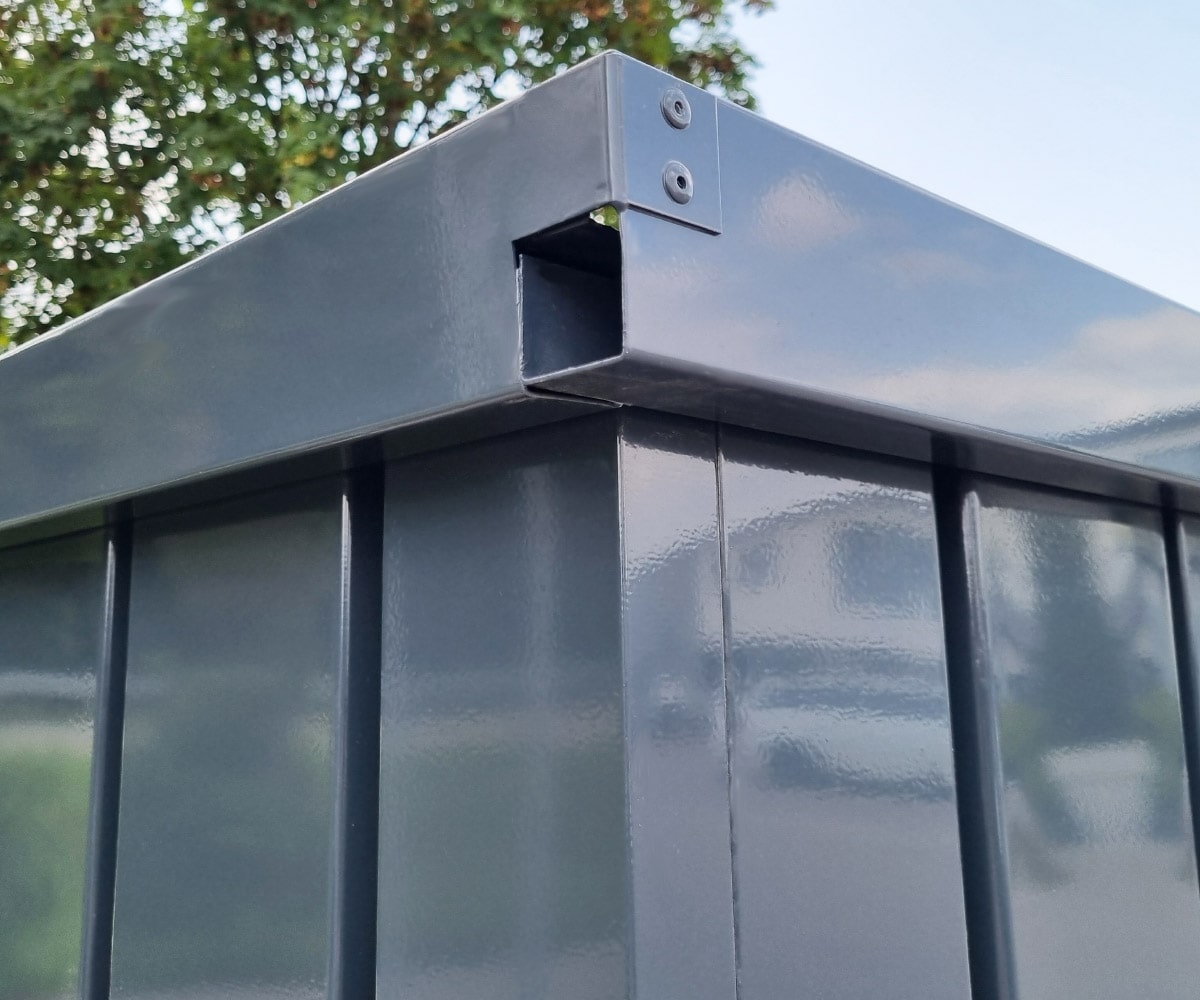 Materialcontainer MC6 lackiert RAL 7016 Anthrazitgrau | H 2090 x B 2142 x T 5882 mm | Tür längsseitig zweiflügelig