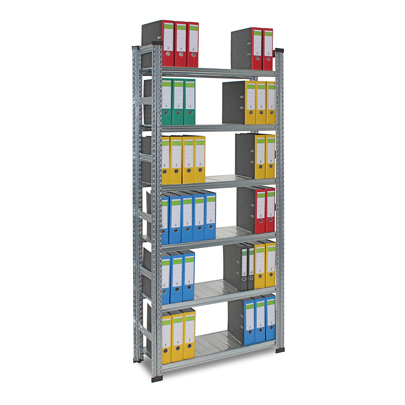 Archivregal Aktenregal SUPER | Grundregal | H 2200 x T 320 x L 1200 mm | für 84 Ordner | 6 Fachböden | einseitig | verzinkt