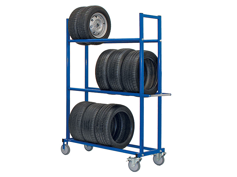 Reifenwagen Werkstattwagen | H 2000 x T 610 x L 1950 mm | 3 Ebenen | für 21 Räder