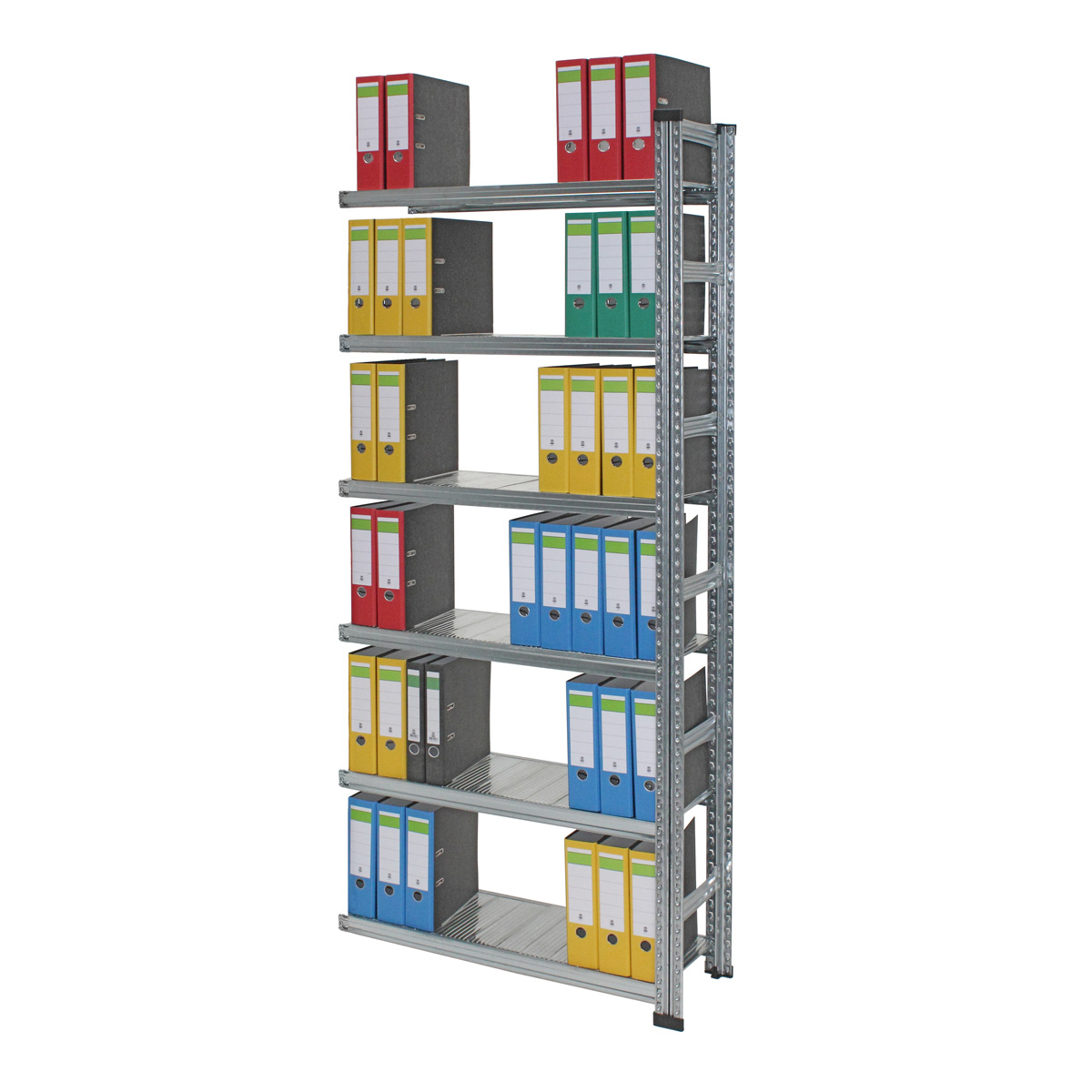 Archivregal Aktenregal SUPER | Anbauregal | H 2200 x T 320 x L 900 mm | für 60 Ordner | 6 Fachböden | einseitig | verzinkt
