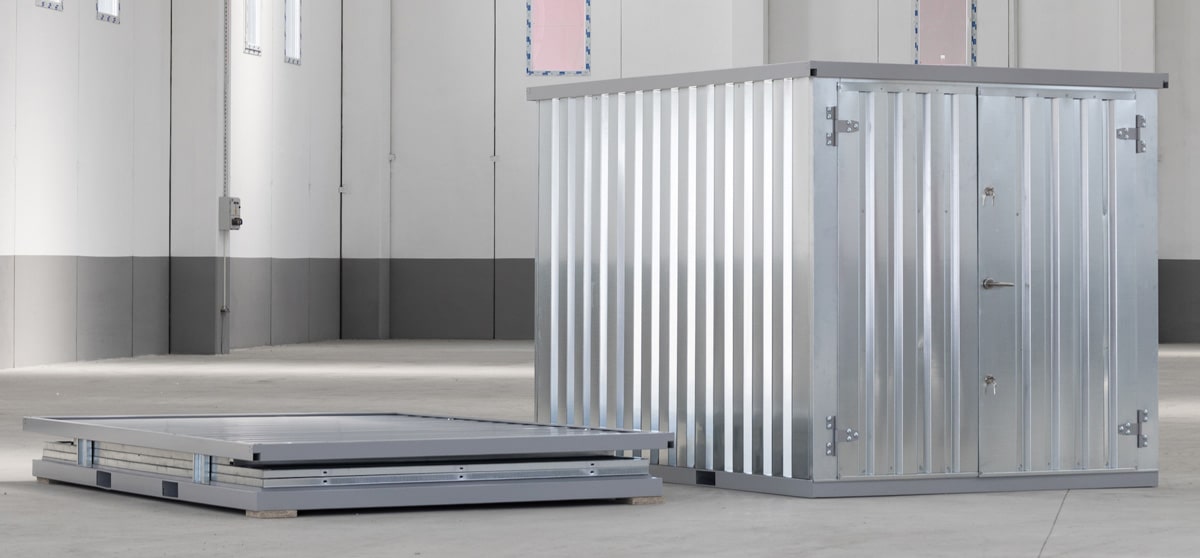 Materialcontainer MC2 verzinkt | H 2088 x B 2022 x T 2142 mm | Tür stirnseitig zweiflügelig