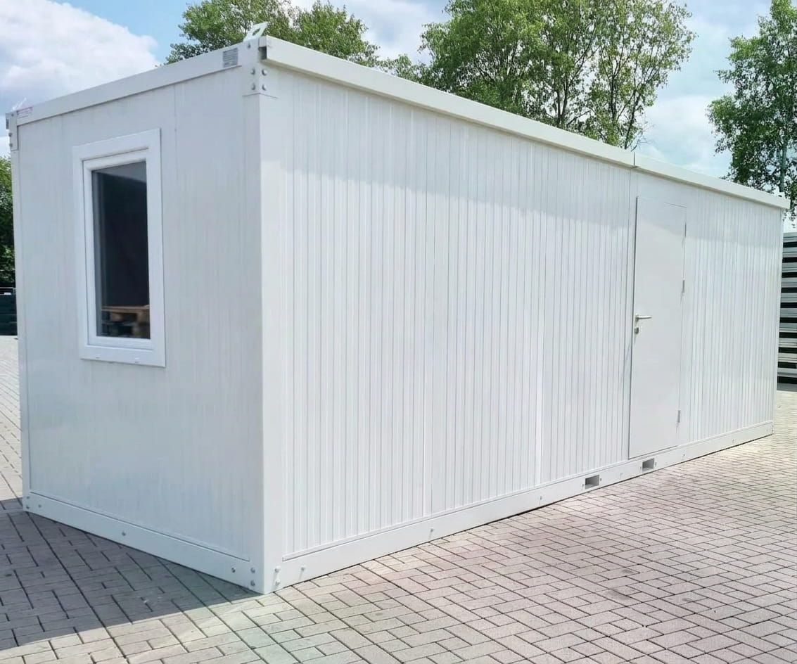 Bürocontainer BC6 RAL 9002 Grauweiß | H 2460 x B 2450 x T 6550 mm | Tür einflügelig