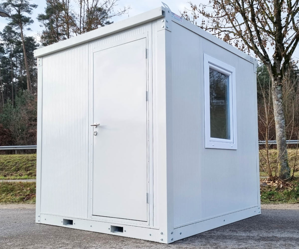 Bürocontainer BC2 RAL 9002 Grauweiß | H 2460 x B 2450 x T 2250 mm | Tür einflügelig