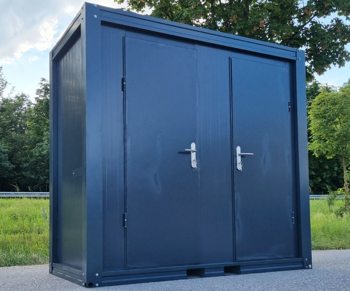 Sanitärcontainer SCDD RAL 7016 Anthrazitgrau | H 2350 x B 2400 x T 1250 mm | 2 Türen | mit Dusche