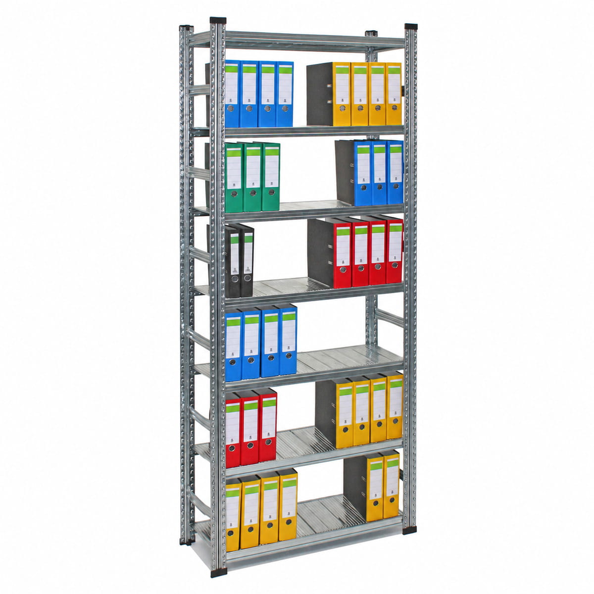 Archivregal Aktenregal SUPER | Grundregal | H 2500 x T 320 x L 1200 mm | für 84 Ordner | 7 Fachböden | einseitig | verzinkt