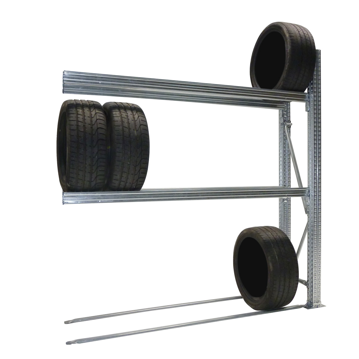 Reifenregal TS | Anbauregal | H 3000 x T 500 x L 1520 mm | 3 Ebenen | Fachlast 400 kg | für 18 Räder