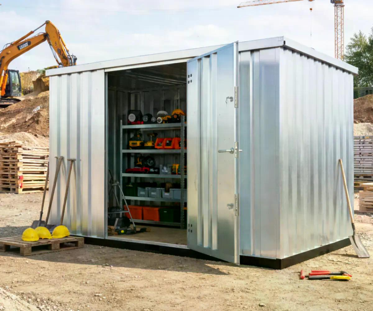 Materialcontainer MC3 | verzinkt | H 2088 x B 2142 x T 2950 mm | Tür längsseitig einflügelig