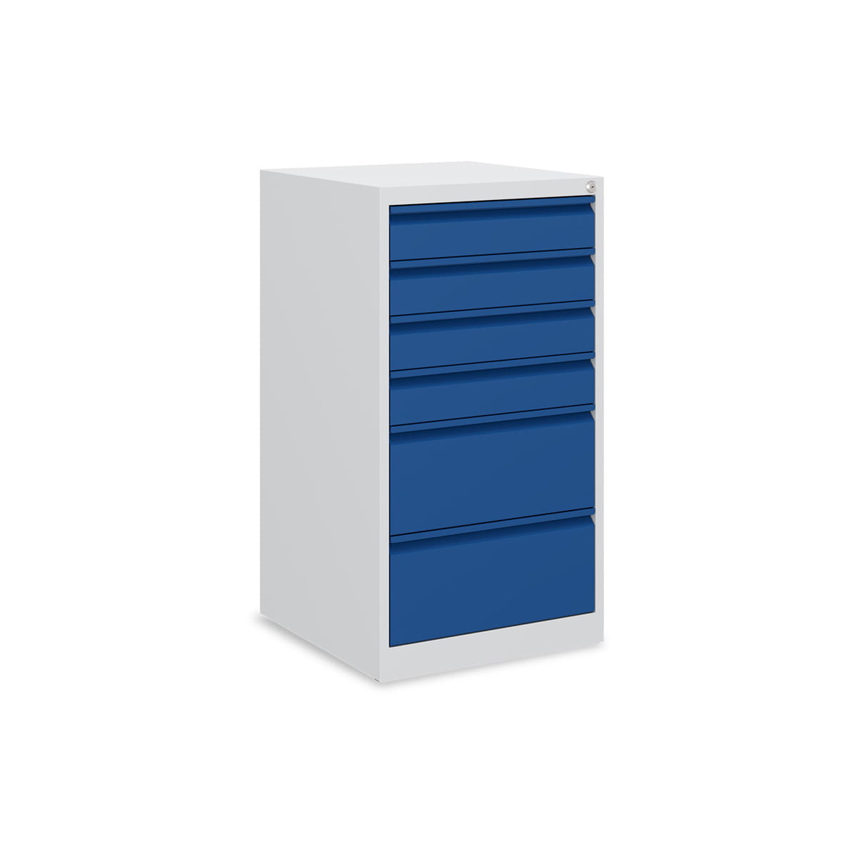 Schubladenschrank | Stahlschrank | B 500 x T 500 x H 900 mm | 6 Schubladen | Lichtgrau