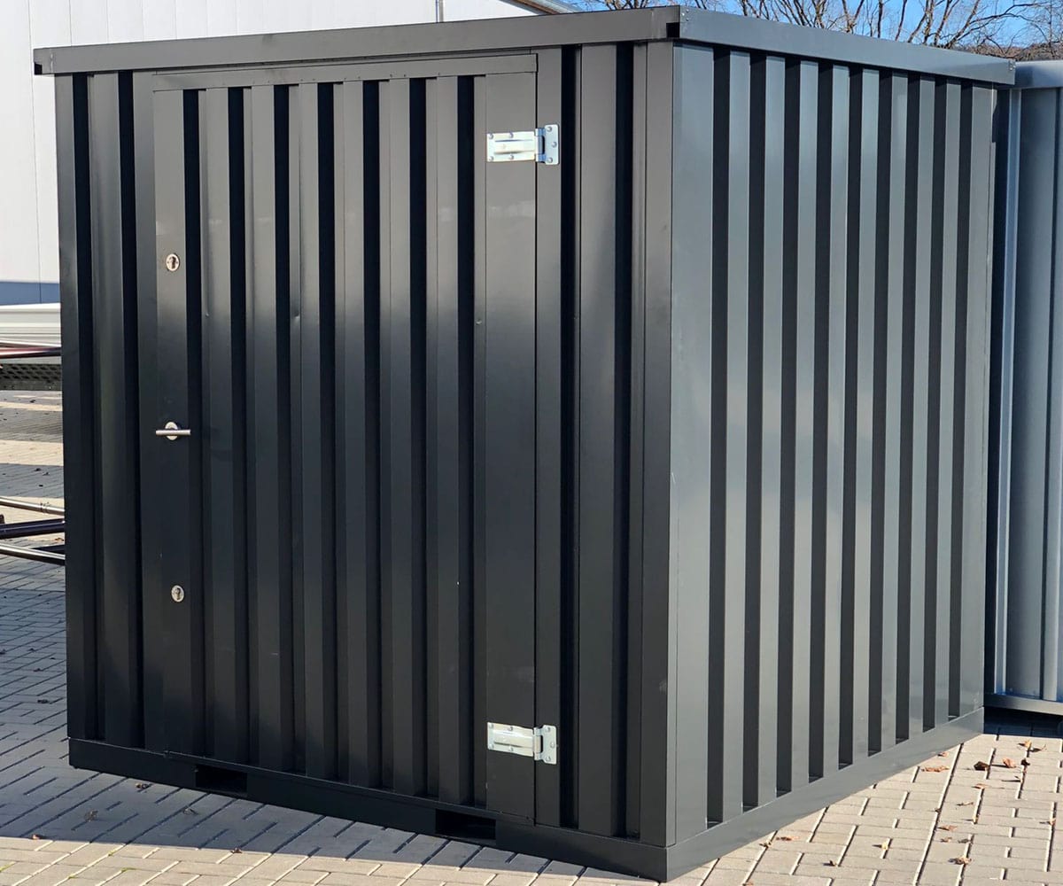 Materialcontainer MC2 lackiert RAL 7021 Schwarzgrau | H 2088 x B 2022 x T 2142 mm | Tür stirnseitig einflügelig