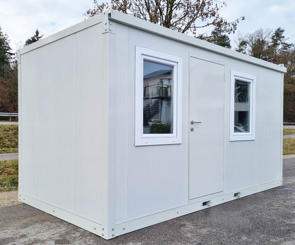 Bürocontainer BC3 RAL 9002 Grauweiß | H 2460 x B 2450 x T 3350 mm | Tür einflügelig
