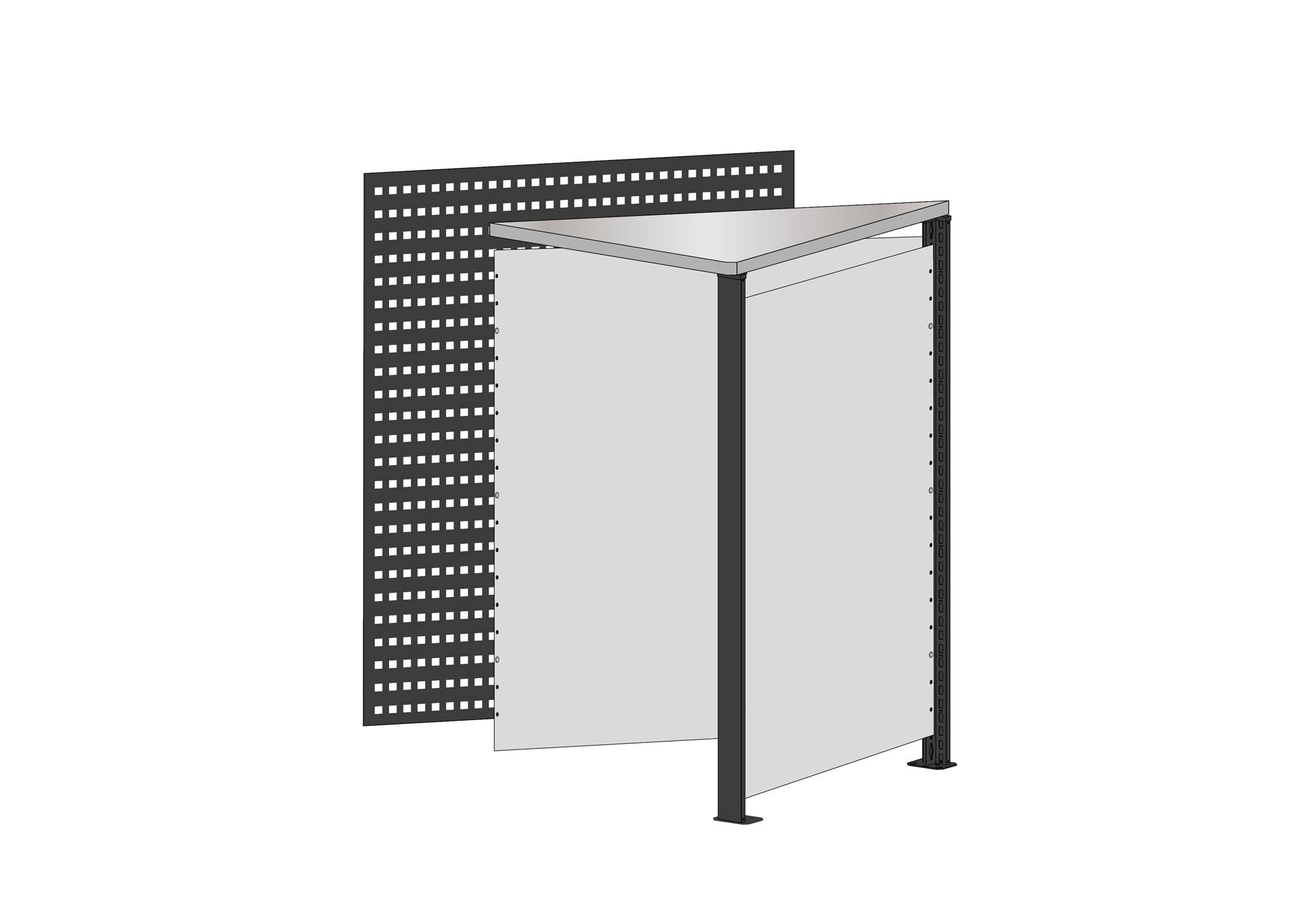 Theke Eckmodul | H 1035 x T 780 x L 780 mm | schwarz / lichtgrau
