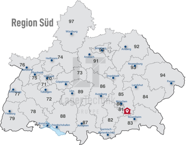 Lagertechnik Hahn Vertriebs GmbH Postleitzahlgebiete